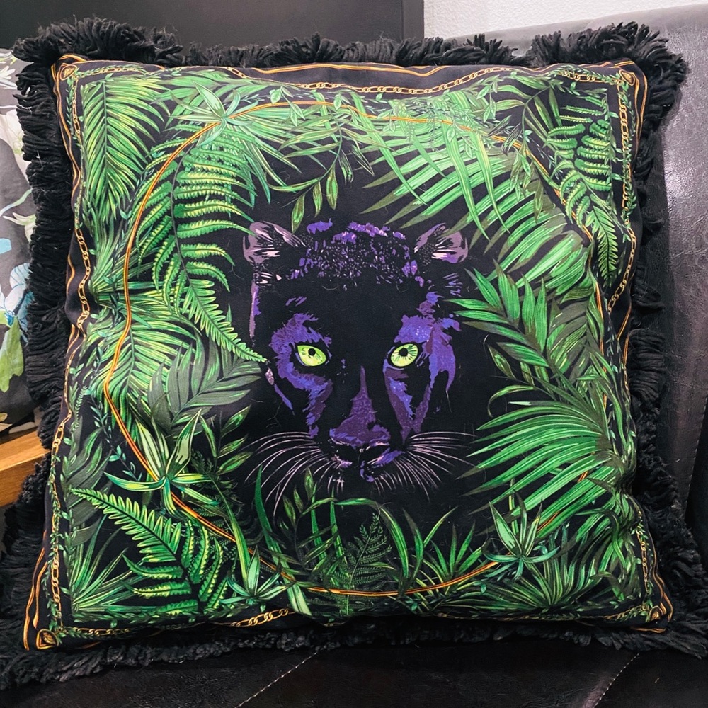 Italian Gianni Versace Black Panther Pillow only1